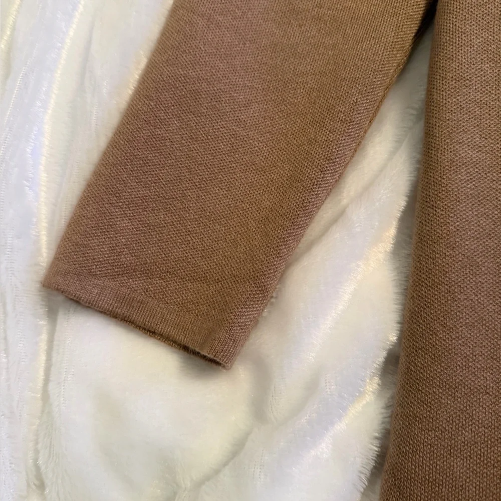 Women's Tan Cardigan Sweater - Picture 11 of 13